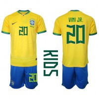 Brazil Vinicius Junior #20 Domaci Dres za djecu SP 2022 Kratak Rukav (+ Kratke hlače)